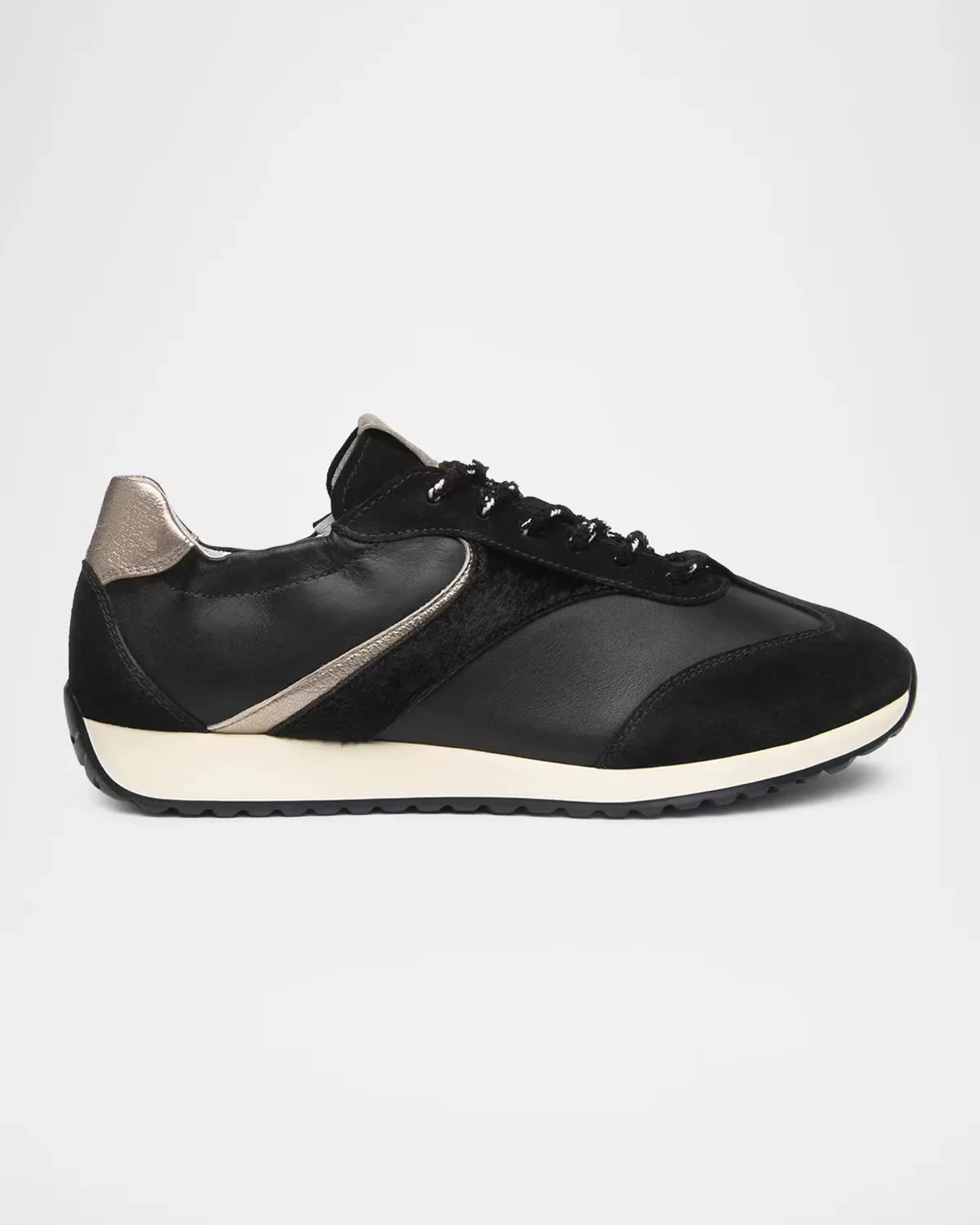 Mixed Leather Low-Top Sneakers