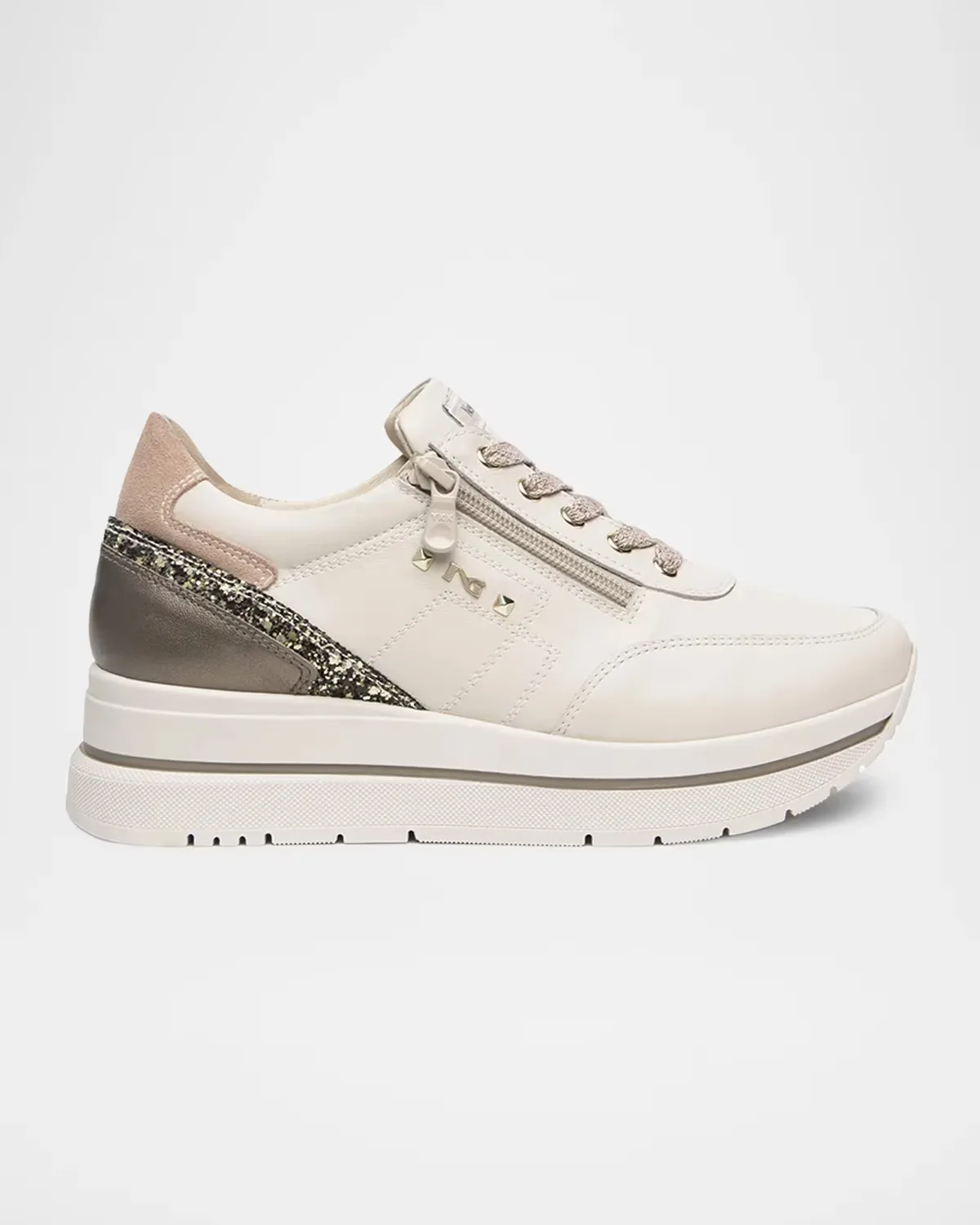 Glitter Leather Platform Sneakers by NeroGiardini