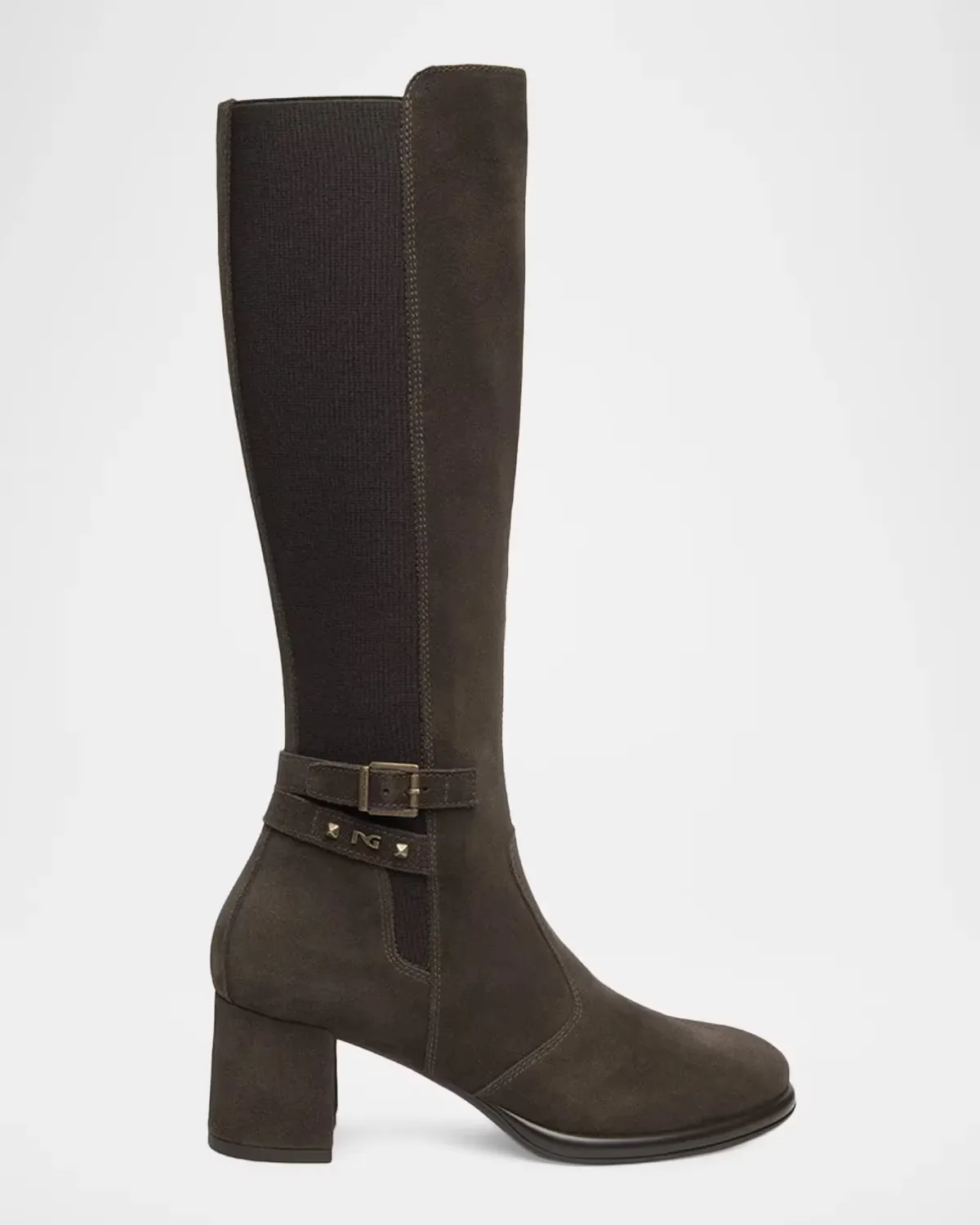 60mm Buckle Strap Suede Knee-High Boots by NeroGiardini