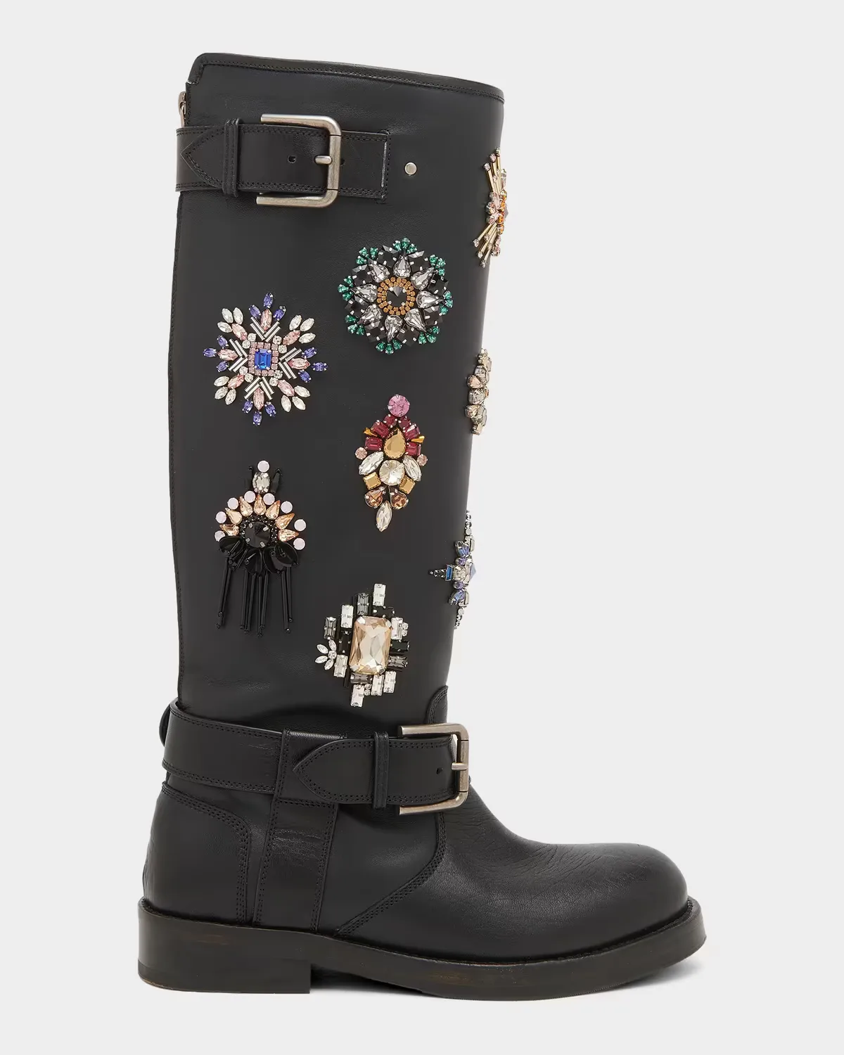Embellished Leather Knee-High Boots by Dolce & Gabbana