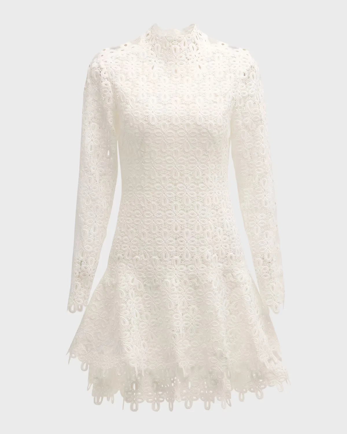 Joy Guipure Lace Long-Sleeve Mini Dress by SIMKHAI