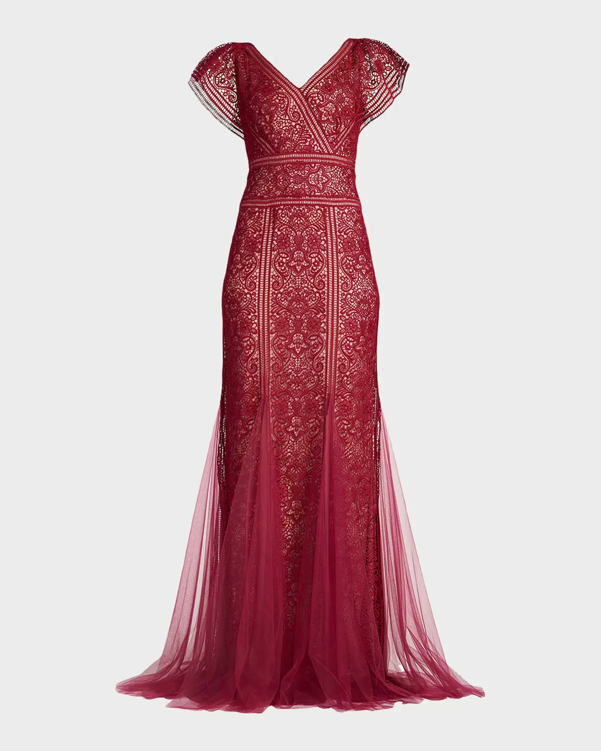Embroidered Lace Gown by Tadashi