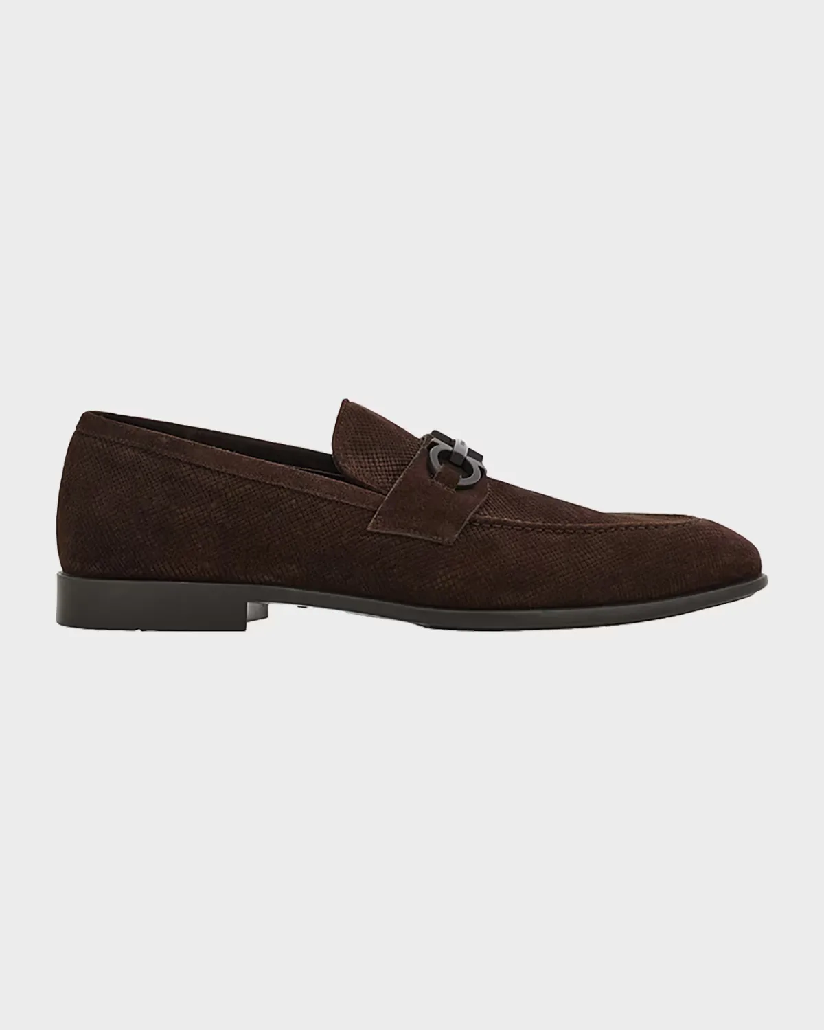 Foster Textured Suede Gancini Bit Loafers by Ferragamo
