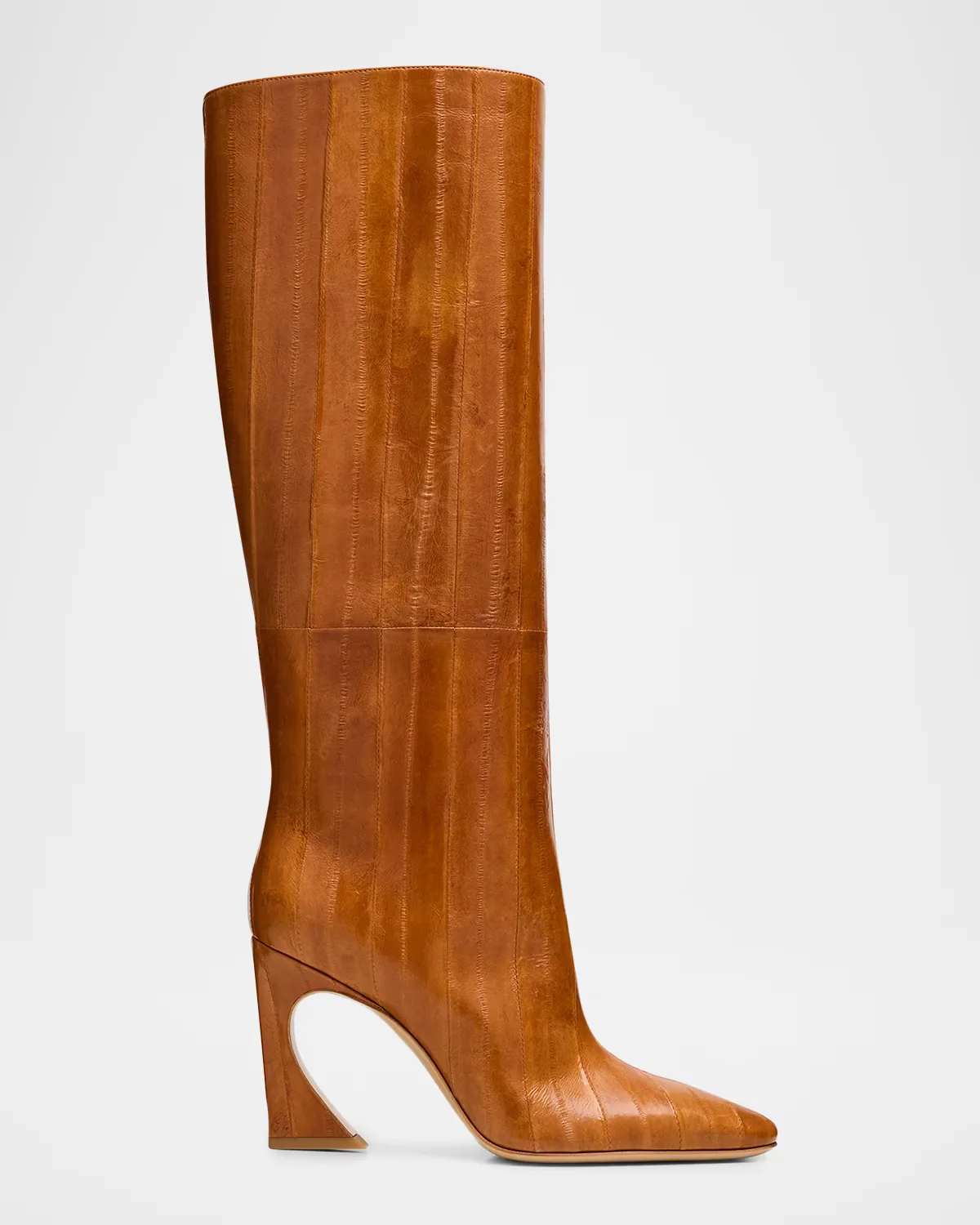 95mm Eel Leather Curved Heel Knee-High Boots by FENDI