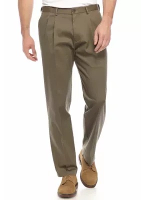 Premium No Iron Classic Fit Pleat Front Khaki Pants by Haggar