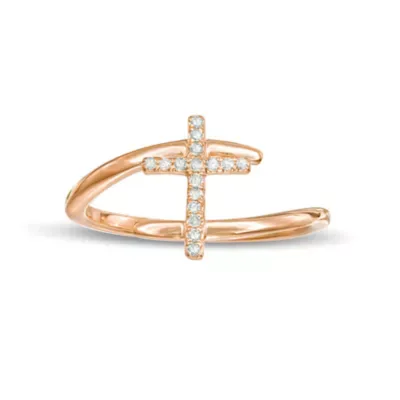 Round Diamond 10K Rose Gold Cross Bypass Ring by Belk & Co