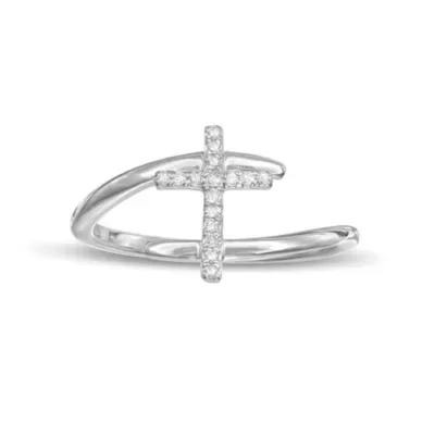 Round Diamond 10K White Gold Cross Bypass Ring by Belk & Co