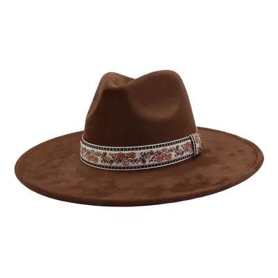 Felt Hat with Floral Embroidery Band by Mellow World