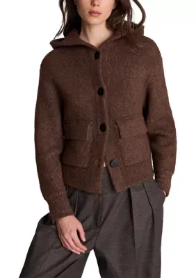 Cropped Oversized Sweater with Hood by Kenneth Cole