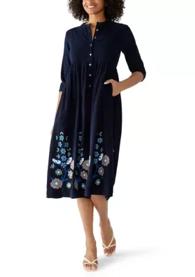Button Front Midi Dress by Ros Garden
