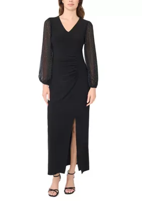 Blouson Sleeve V-Neck Dress by Msk