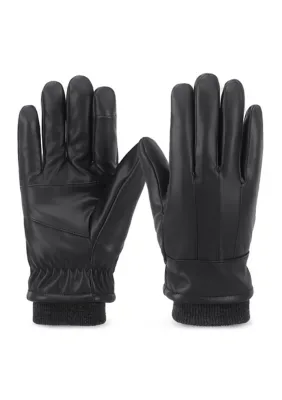 Faux Leather Gloves with Ribbed Cuff by Totes