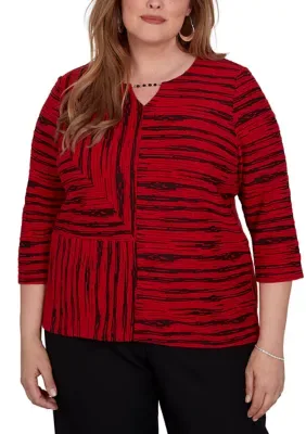 Dinner Theater Spliced Texture Top by Alfred Dunner