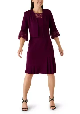 Crinkle Jacket and Embroidered Dress Set by Brianna