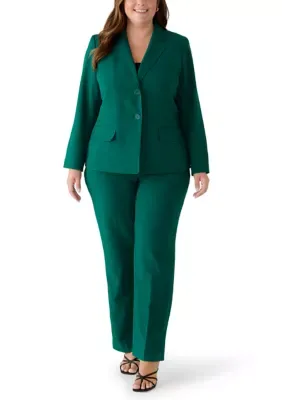 Inset Waist Two Button Notch Collar Jacket & Fly Front Wide Leg Pant by Le Suit