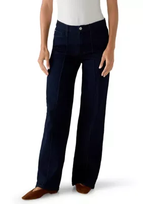 Wide Leg Retro Pintuck Jeans by Kensie