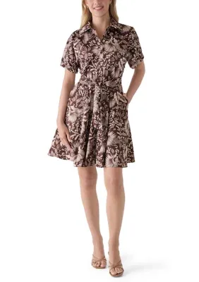 Printed Collared Shirt Dress by Kensie