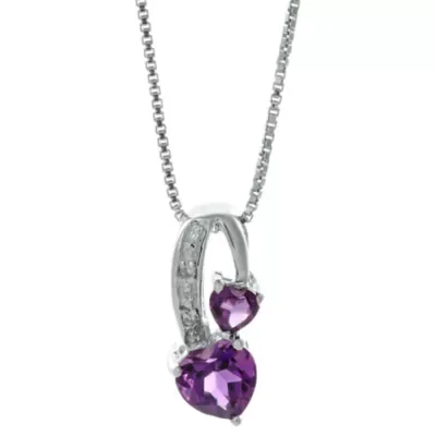 Heart Gemstone Pendant in Sterling Silver 18 In by Gemminded