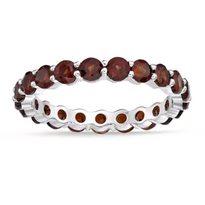 Round Gemstone Eternity Band Ring in Sterling Silver by Gemminded