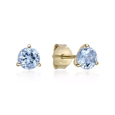 Lab Created Round Gemstone Martini Stud Earrings in 10K Yellow Gold