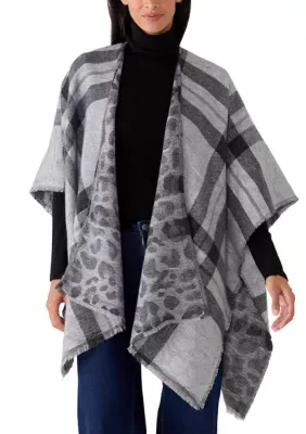 Leopard Plaid Reversible Topper by Vince Camuto
