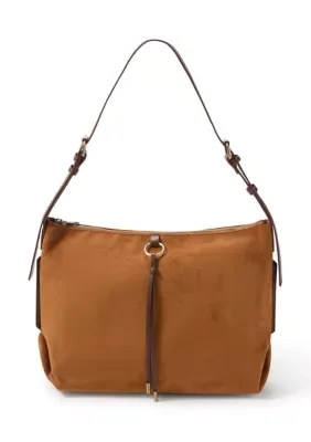 Suede Hobo Bag with Crossbody
