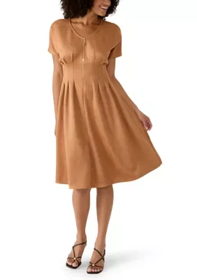 Short Sleeve A-Line Zipper Dress by Perceptions