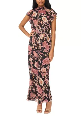 Mock Neck Flutter Sleeve Jumpsuit by Msk