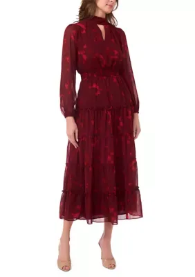 Mock Neck Blouson Sleeve Dress by Msk