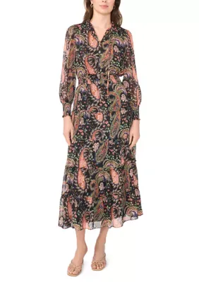 Blouson Sleeve Chiffon Dress by Msk