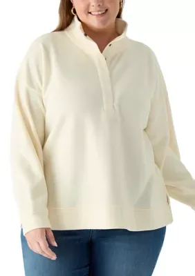 OLIVE + OAK Snap Neck Hacci Pullover by Olive  Oak