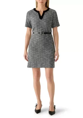 Split Neck Dress by Sharagano