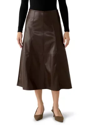 Faux Leather Flowy Maxi Skirt