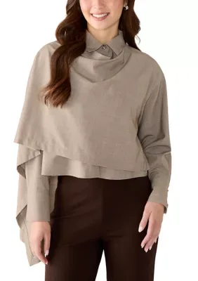 Draped Front Scarf Shirt by Calvin Klein