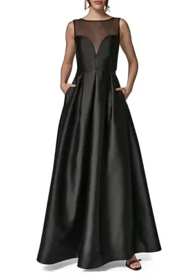 Illusion Sweetheart Neck Pleated Gown by Donna Karan New York
