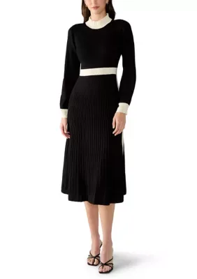 Long Sleeve A-Line Mock Neck Sweater Dress