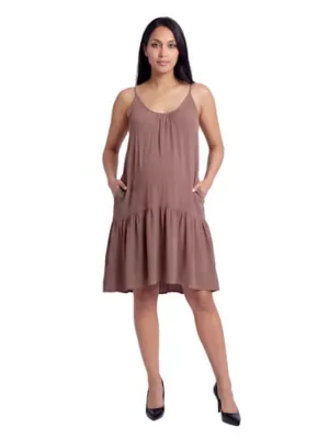 Essential Maternity Scoop Neck Spaghetti Strap Pocket a Line Mini Dress by 24seven Comfort Apparel