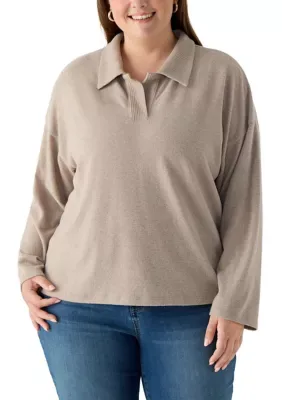 Long Sleeve Collar Hacci Pullover by Olive  Oak