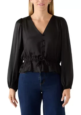 Elastic Waist Button Front Blouse by 1.State
