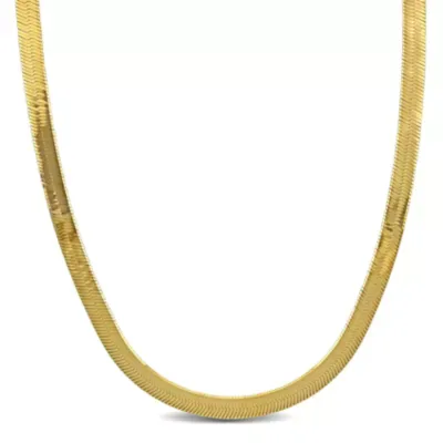 5.3mm Herringbone Chain Necklace in Yellow Plated Sterling Silver, 18 In by Haylee Jewels