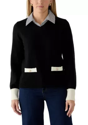 Sweater Shirt Combination Top by Nanette Lepore