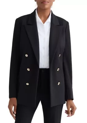 Faux Double Breasted Twill Jacket by Jones New York