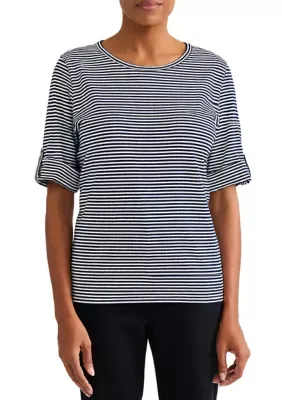 Elbow Roll Cuff Sleeve Tee by Jones New York