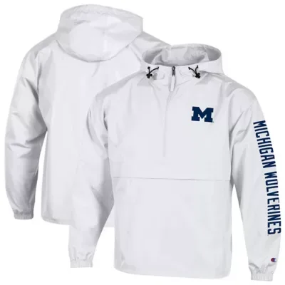 NCAA Michigan Wolverines Cloud Packable Half-Zip Hooded Jacket by Champion