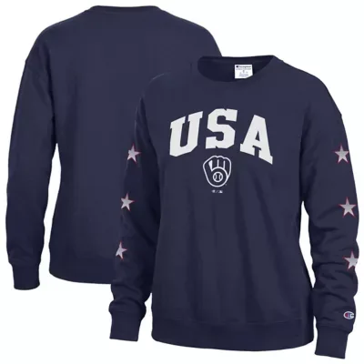 MLB Milwaukee Brewers Americana Fleece Crewneck Sweatshirt by Champion