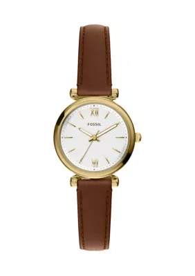 Gold Tone Brown Strap Analog Watch by Fossil