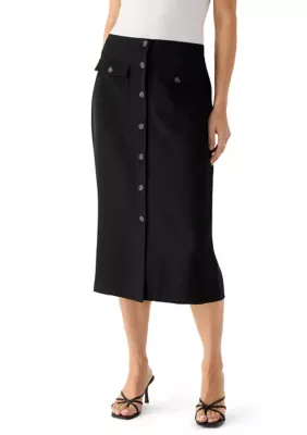 Button Front Midi Skirt by Laundry by Shelli Segal