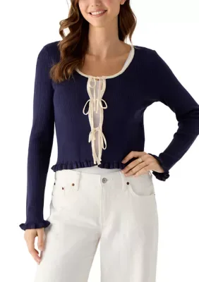 Tie Front Pointelle Cardigan by Laundry by Shelli Segal