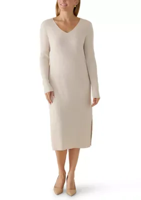 Ribbed V-Neck Midi Dress by 1.State