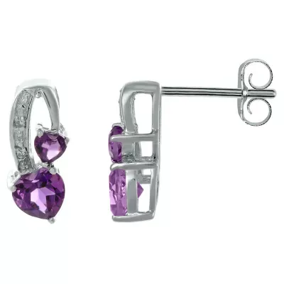 Heart Gemstone Earrings in Sterling Silver by Gemminded